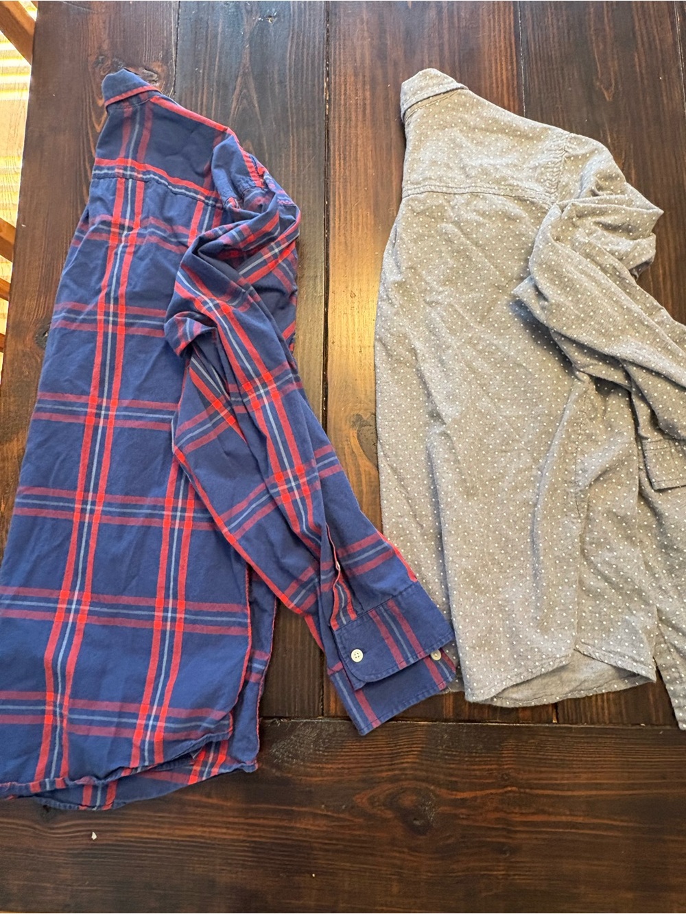 Croft & Barrow Gray Polka Dot Shirt, Old Navy red and blue plaid tops  xl